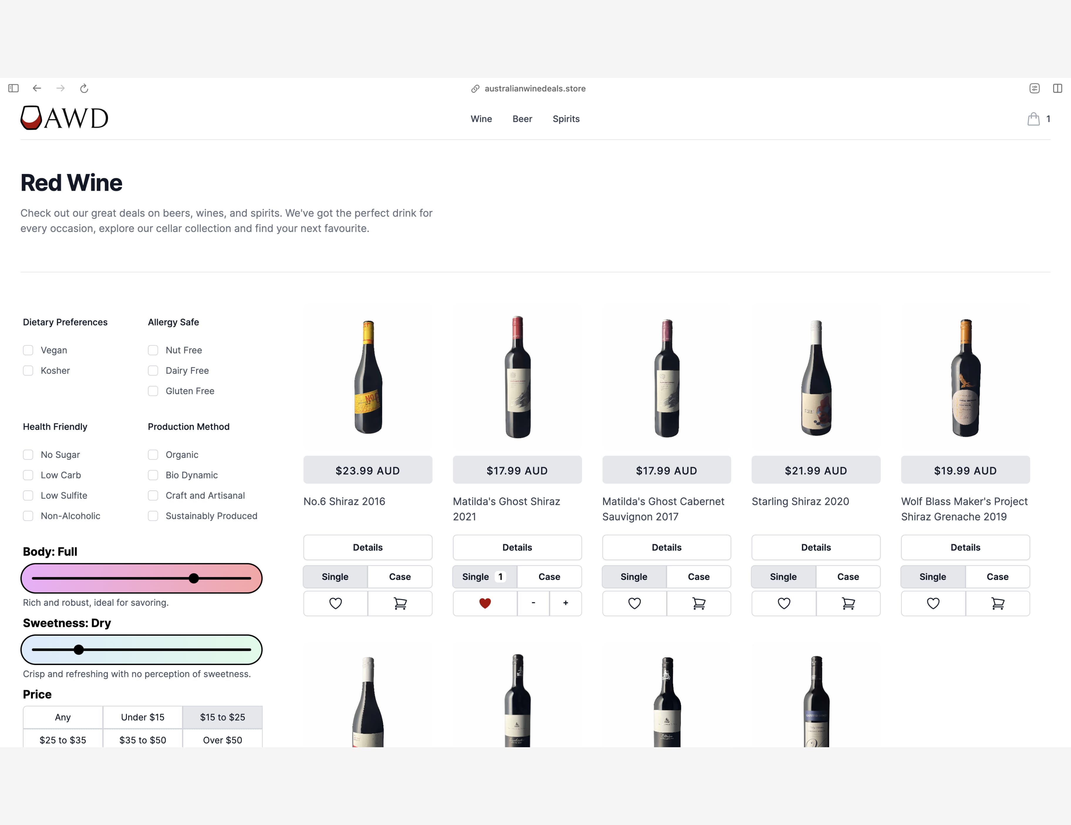 Australian Wine Clearance Center project screenshot